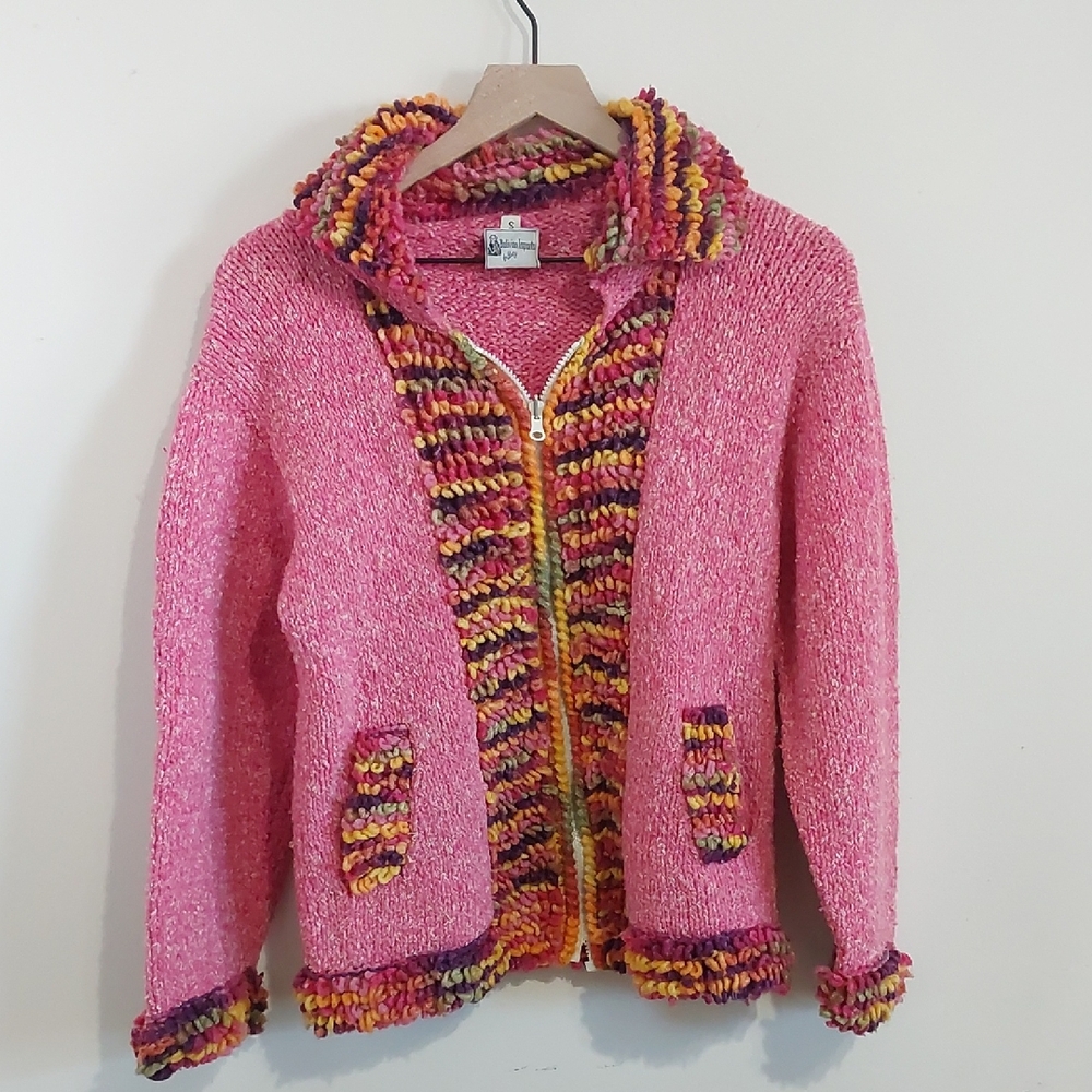 Rare Vintage Bolivian Imports By Lucy Zip Cardigan